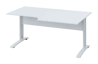 CRK 28 - 184 stůl kancelářský, rohový, pravý, kovová podnož bílá, deska 25 mm, široký 1800 mm, bílá